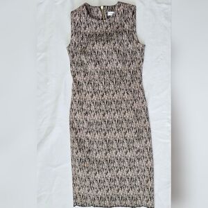 Calvin Klein Black Tan Sheath Dress Women's 6 Sleeveless Crew Neck Career Wear